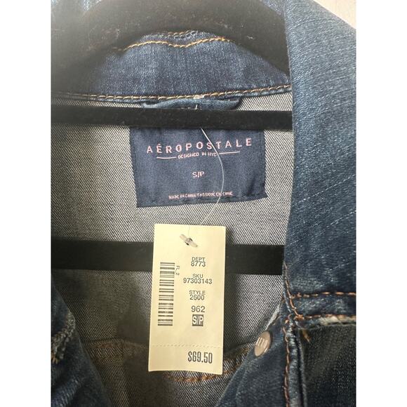 NEW Aeropostale Jean Denim Jacket Sm Blue Faded Wash Y2K Pockets Cotton A57 - Picture 2 of 5
